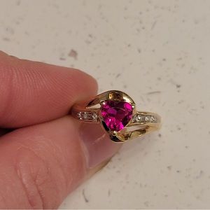 Ruby heart w/ diamond accents 10k gold 7